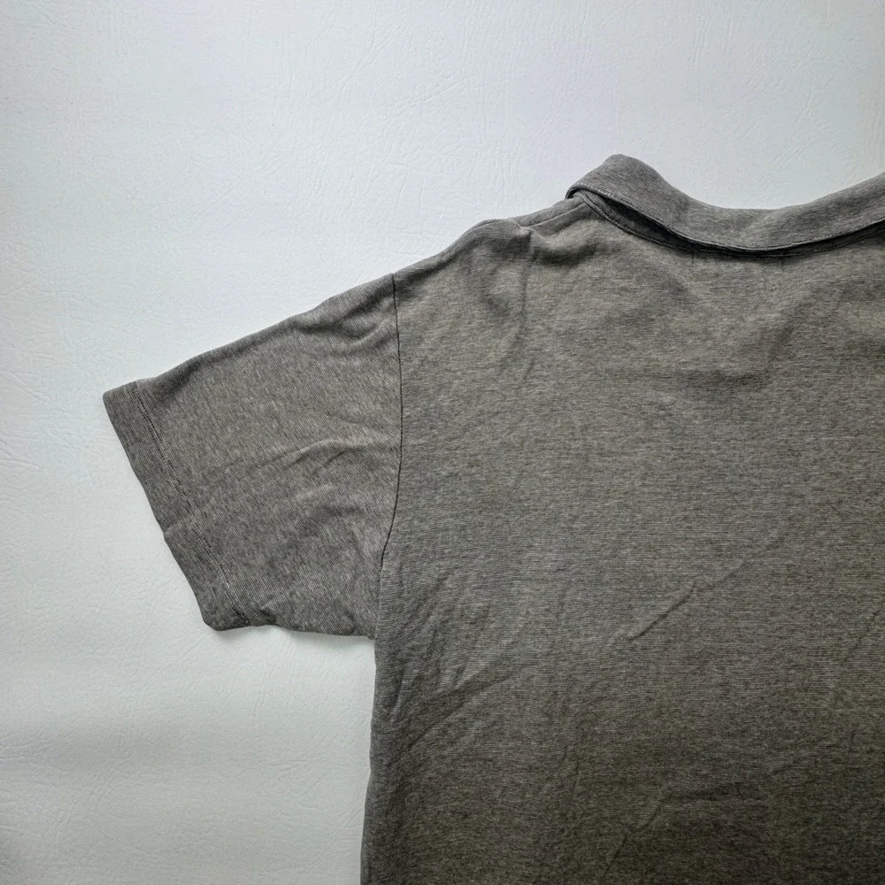 Banana Republic Mens Gray Ribbed Cotton Short Sleeve V-Neck Polo Shirt Size L